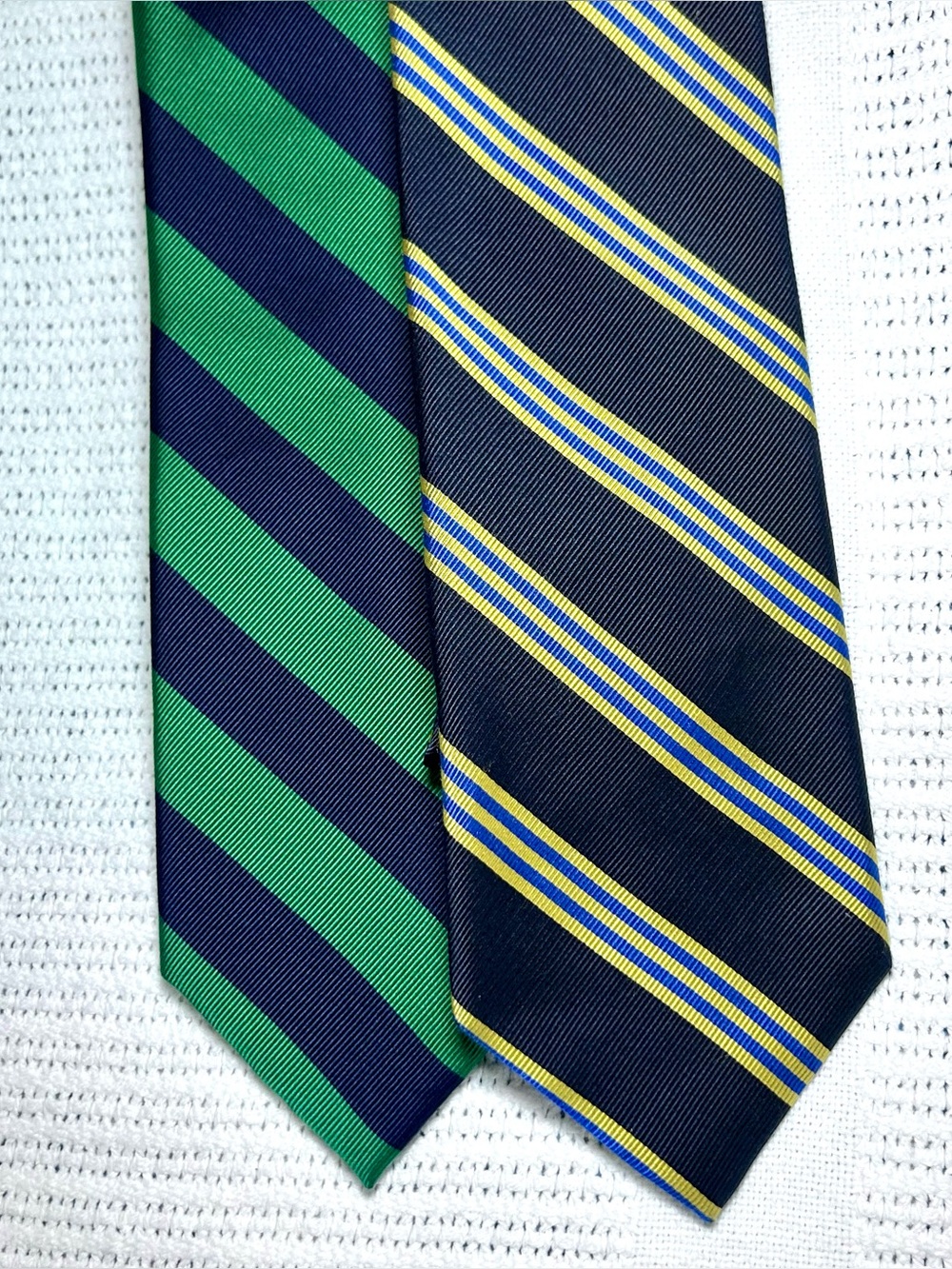 2 Jos.A.Bank Blue Green Striped Silk Ties